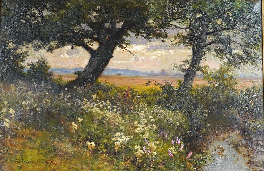 Walter Follen Bishop (1856-1936), oil on canvas, Rural landscape, 39 x 60cm. Condition - fair to good